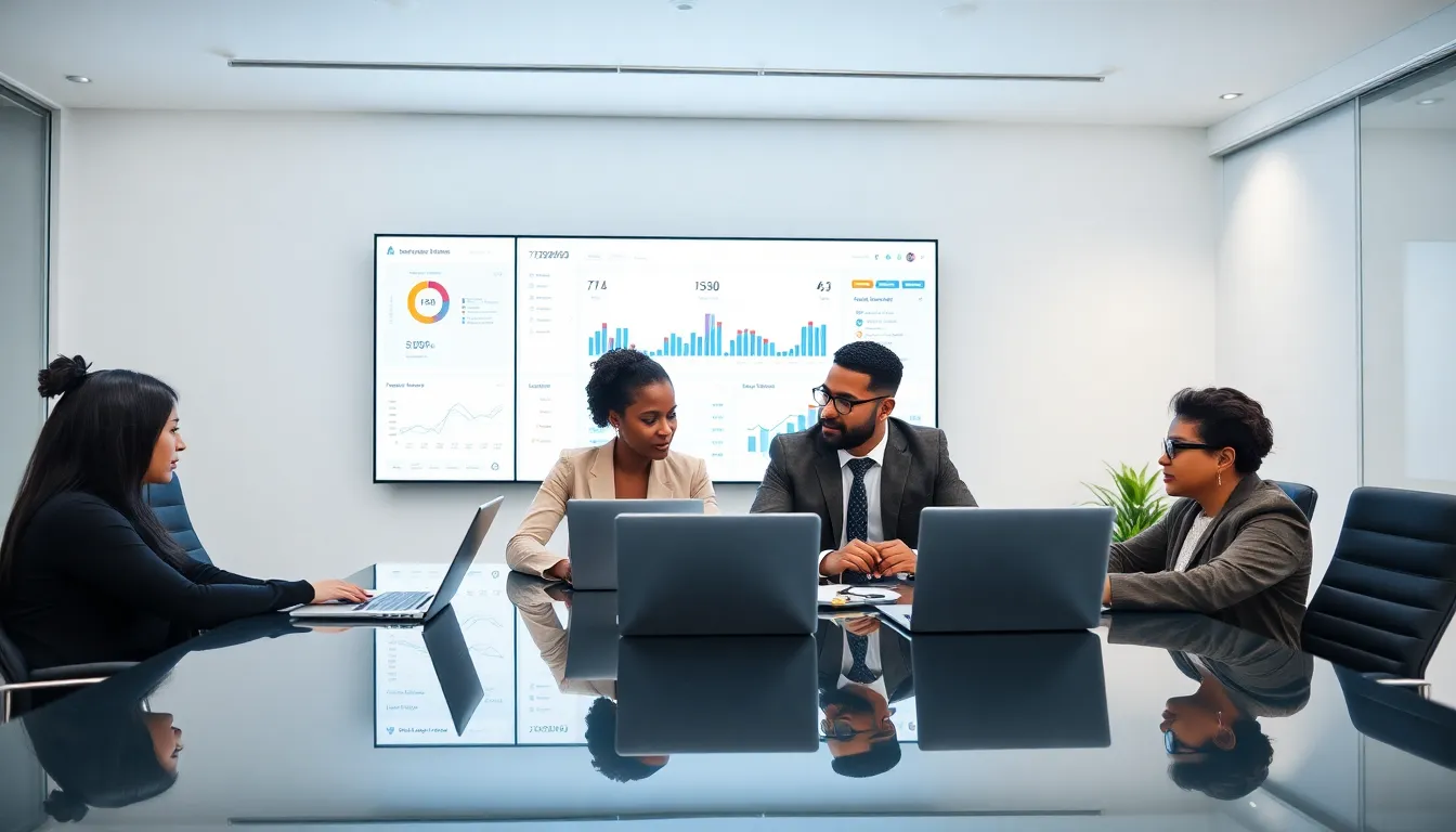 diverse professionals collaborating in a modern office.