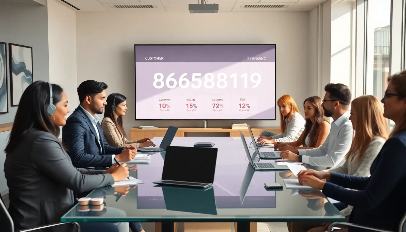 diverse team discussing customer service in a modern office.